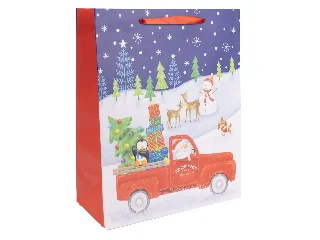 Papírtasak Mikulás autón 1823