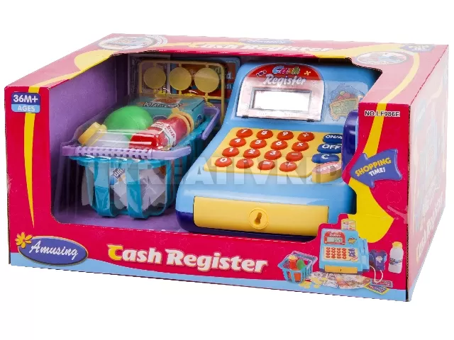 Pénztárgép bevásárlókosárral - világoskék