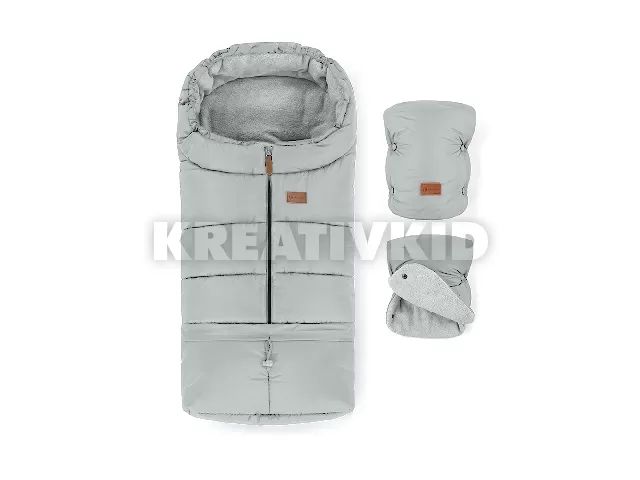 Petite and Mars Téli szett Jibot 3in1 bundazsák és kézmelegítõ kesztyû babakocsira Jasie Quiet Grey