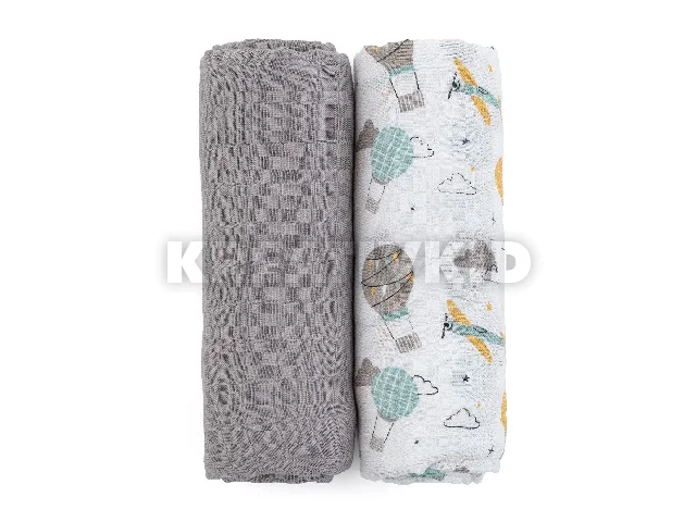 Petite&Mars Bambusz muszlin 2db-os pelenka szett, Misty Grey Planes, 120 x 120 cm