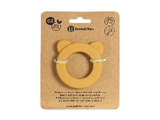 Petite&Mars Beary Szilikon rágóka csörgővel, Intense Ochre, 0 hó+