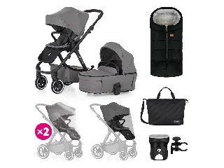 Petite&Mars Kombinált babakocsi, ICON 2in1, Dove Grey, XXL AIR