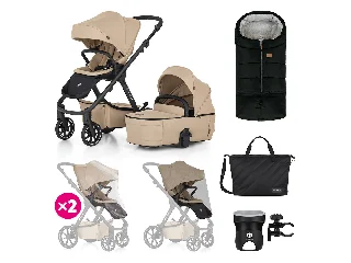 Petite&Mars Kombinált babakocsi, ICON 2in1, Mocha Beige, XXL RWS