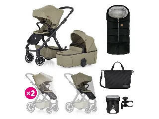 Petite&Mars Kombinált babakocsi, ICON 2in1, Mossy Green, XXL AIR