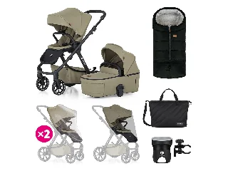 Petite&Mars Kombinált babakocsi, ICON 2in1, Mossy Green, XXL RWS