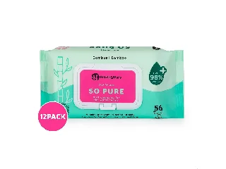 Petite&Mars Nedves törlőkendő, SO PURE, bambusz, biológiailag lebomló, 12x56 db