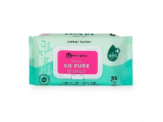 Petite&Mars Nedves törlőkendő, SO PURE, bambusz, biológiailag lebomló, 56 db