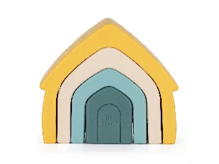 Petite&Mars szilikon egymásra rakható játék, House, Intense Ochre, 12 hó+
