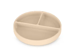 Petite&Mars Szilikon osztott kerek tányér, Take&Match, Desert Sand, 6 hó+