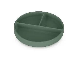Petite&Mars Szilikon osztott kerek tányér, Take&Match, Misty Green, 6 hó+