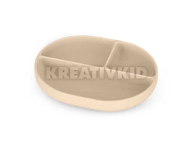Petite&Mars Szilikon osztott ovális tányér, Take&Match, Desert Sand, 6 hó+