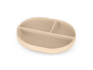 Petite&Mars Szilikon osztott ovális tányér, Take&Match, Desert Sand, 6 hó+