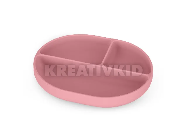 Petite&Mars Szilikon osztott ovális tányér, Take&Match, Dusty Rose, 6 hó+