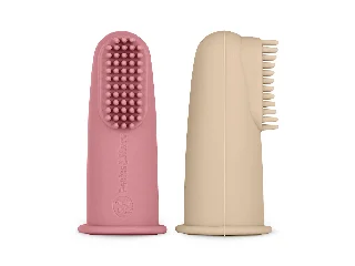 Petite&Mars Szilikon ujjra húzható 2 db fogkefe szett, Rose&Sand, 0 hó+