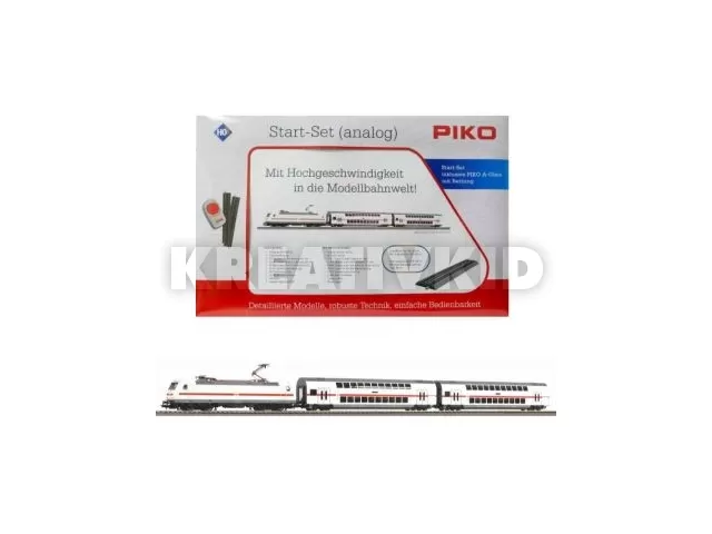 Piko: Vasútmodell kezdőkészlet, BR 146 TRAXX villanymozdony emeletes személykocsikkal, ágyazatos sínnel