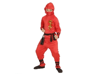 Piros ninja jelmez sárkány mintával 140-es