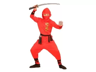 Piros ninja jelmez sárkány mintával 158-as
