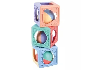 Playgo: Toronyépítő játék csörgő kockákkal