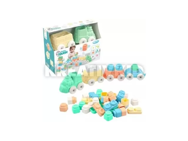 Play&Squish összenyomható építőjáték - 12 db-os, vonattal
