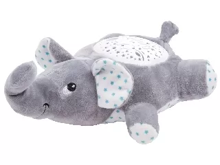 Plüss elefánt bébijáték, zenél, világít