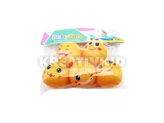 Puha, smiley mintás sípoló labda szett - 5 db-os