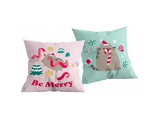 Pusheen: Karácsonyi díszpárna - 40 x 40 cm, kétoldalú