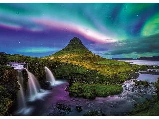 Puzzle 1000 db - Északi fény Kirkjufell
