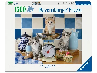 Puzzle 1500 db - Kismacskák a konyhában