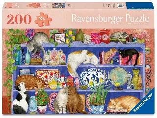 Puzzle 200 db - Macskák a polcon