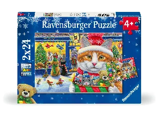 Puzzle 2x24 db - Karácsonyi cicák