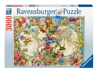 Puzzle 3000 db - Világtérkép és pillangó