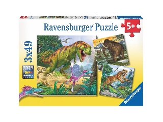 Puzzle 3x49 db - Dinoszauruszok
