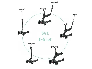QPLAY Sema Pro 5in1 Roller / Futóbicikli 1-6 éves korig, 50 kg-ig - Black