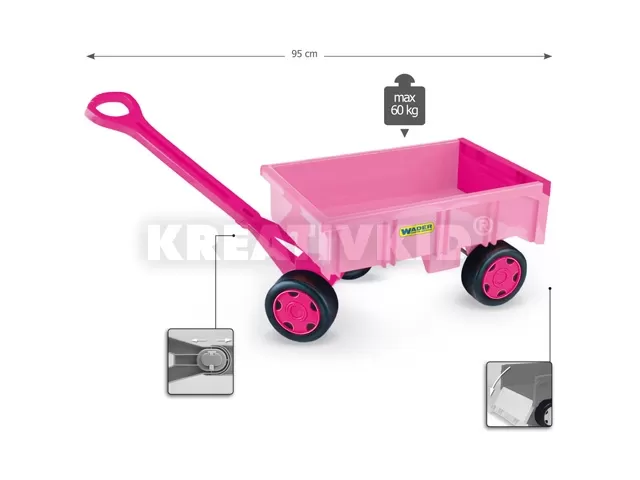 Rózsaszínű kézikocsi kislányoknak 80 kg teherbírással
