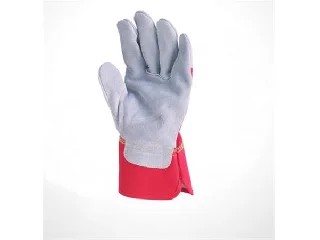 Rakodókesztyű, marhahasítékbőr, 11-es méret, szürke/piros