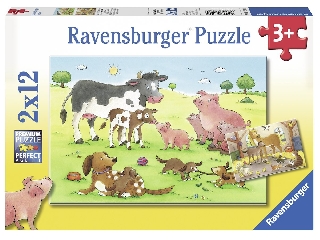 Ravensburger Boldog állatcsaládok 2 x 12 darabos puzzle