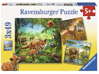 Ravensburger Puzzle 3x49 db - Az erdő lakói