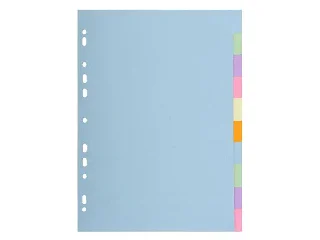 Regiszter, karton, A4, 10 részes, EXACOMPTA, pasztell színek