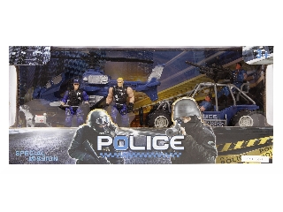 Rendőr autó és helikopter készlet figurákkal