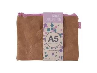 Rendszerező tasak, cipzáras, bőrhatású textúra, műanyag, A5, APLI 