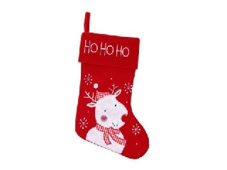 Rénszarvas mintás karácsonyi zokni - piros/fehér, 45 cm