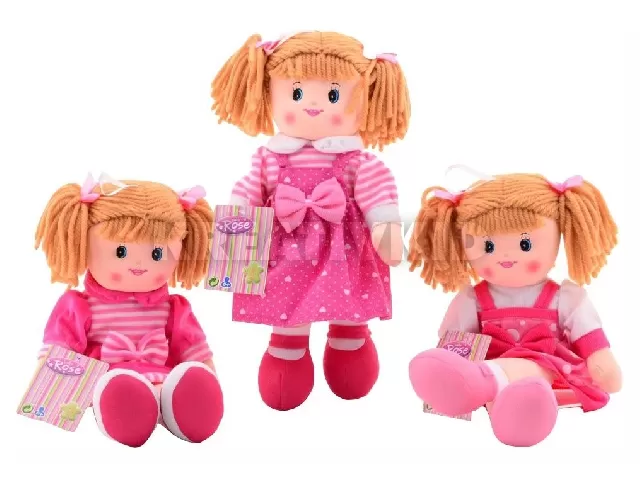 Rongybaba rózsaszín ruhában - 40 cm, többféle