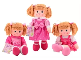 Rongybaba rózsaszín ruhában - 40 cm, többféle