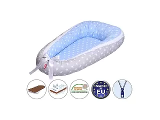 Scamp babafészek kókuszbetétes Blue Grey Stars BF005