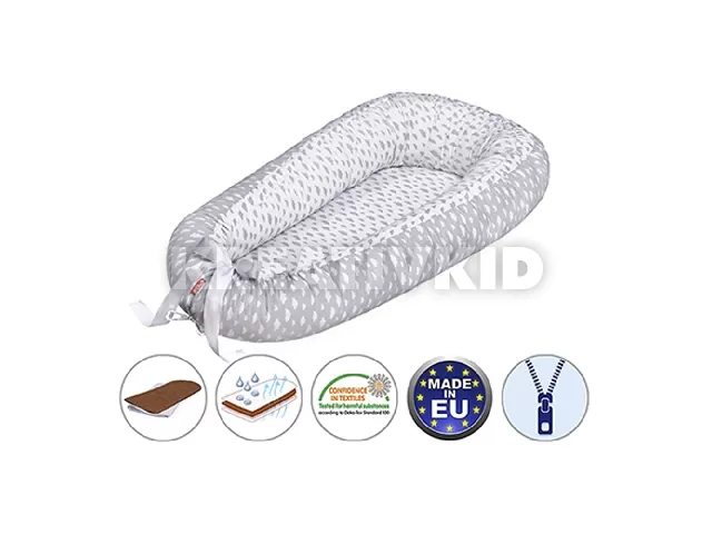 Scamp babafészek kókuszbetétes Little Clouds White Grey BF001