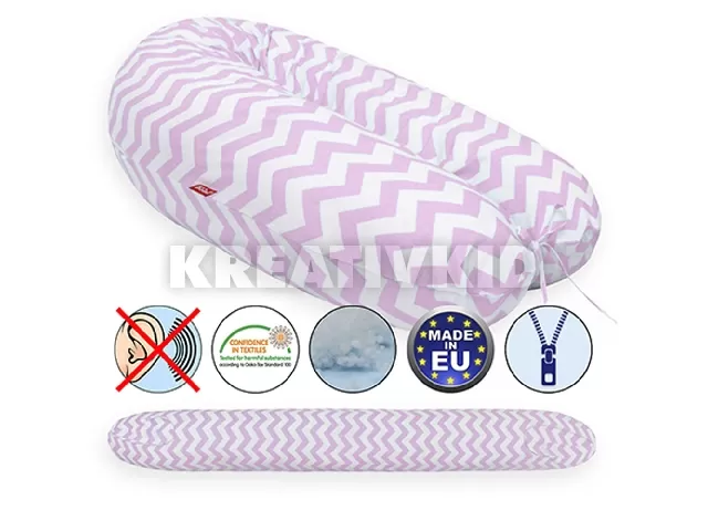 Scamp szoptatós párna univerzális pamut ZigZag Pink White SZPE233