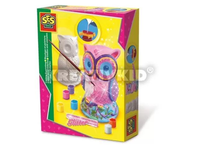 SES - Bagoly csillámos gipszöntő készlet