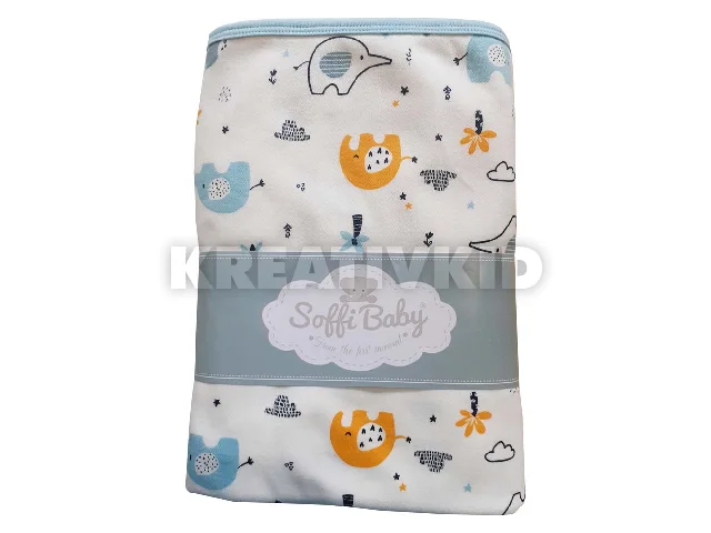 Soffi Baby takaró pamut dupla elefántok zöld 75x100cm