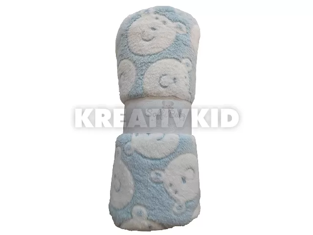 Soffi Baby takaró plüss dupla kék fehér macipofi 75x100cm