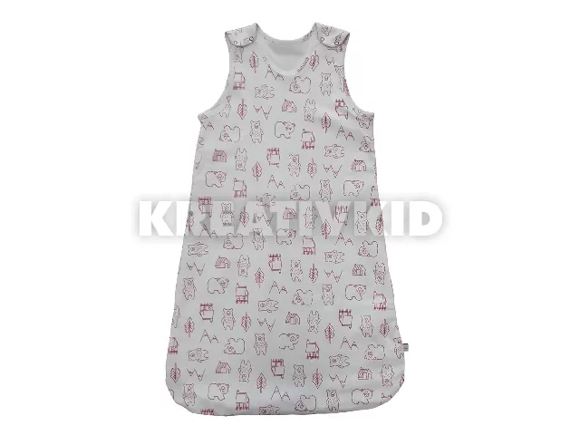 Soffi Baby ujjatlan hálózsák bélelt pamut macis rózsaszín 56-62